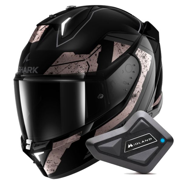 Full Face Shark Skwal i3 Rhad KUA + Kit Bluetooth BT Mini