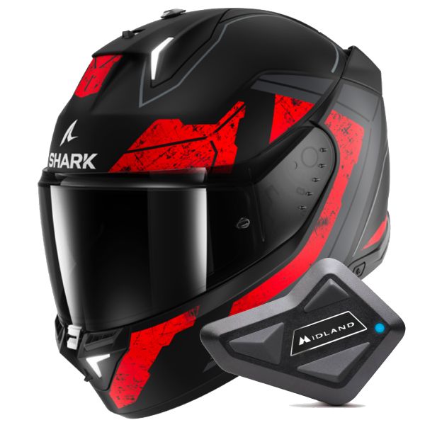 Full Face Shark Skwal i3 Rhad KUR + Kit Bluetooth BT Mini