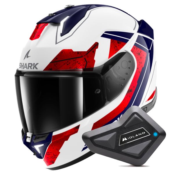 Full Face Shark Skwal i3 Rhad WUR + Kit Bluetooth BT Mini