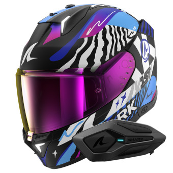 Full Face Shark Skwal i3 Speed-Fancy KWB + Kit Bluetooth Sena for Shark Solo