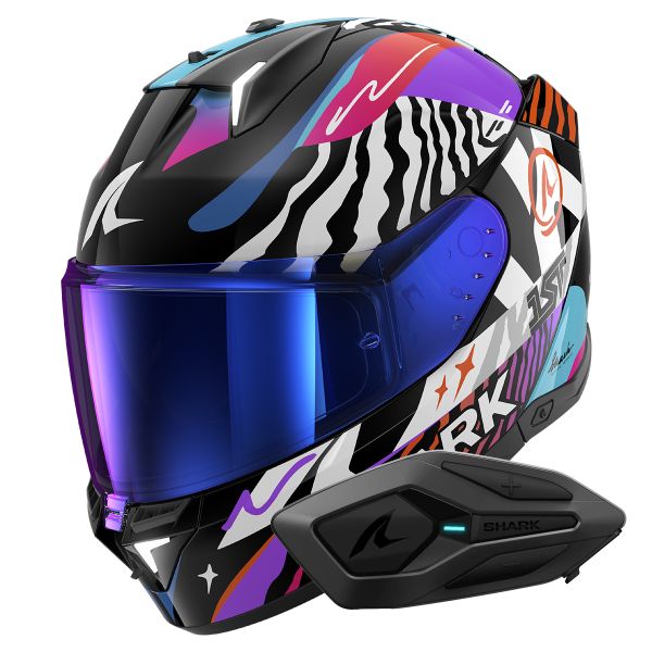 Full Face Shark Skwal i3 Speed-Fancy KWO + Kit Bluetooth Sena for Shark Solo