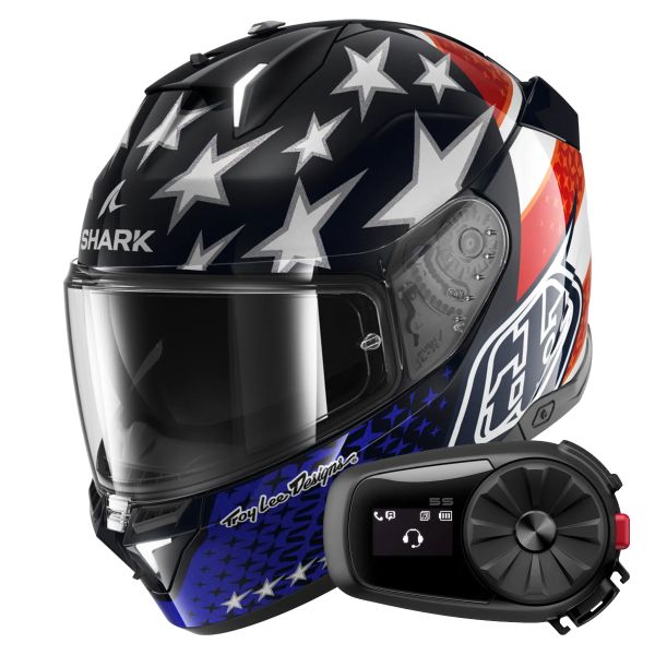Full Face Shark Skwal i3 US Flag BRW + Kit Bluetooth 5S Solo