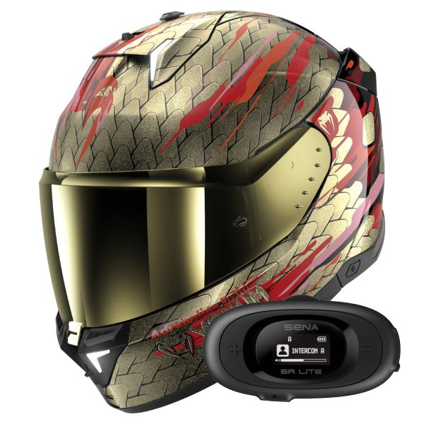 Full Face Shark Skwal i3 Venum KRQ + Kit bluetooth 5R Lite