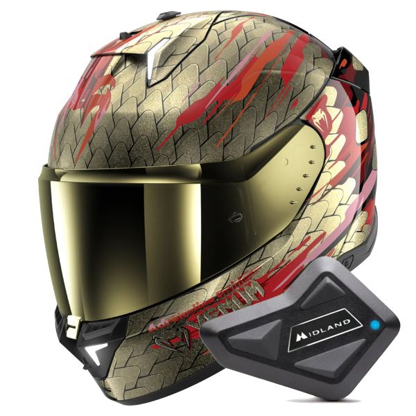 Full Face Shark Skwal i3 Venum KRQ + Kit Bluetooth BT Mini