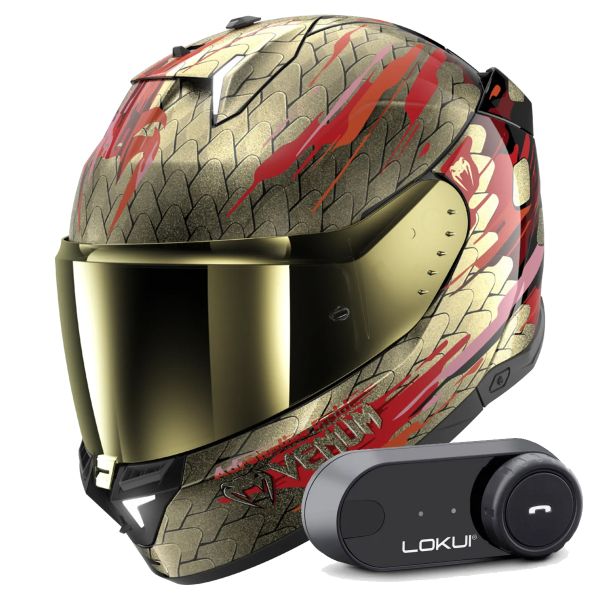 Full Face Shark Skwal i3 Venum KRQ + Kit Bluetooth Lokui K30