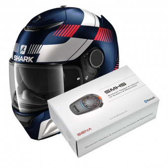 Full Face Shark Spartan 1.2 Strad Mat BWR + Kit Bluetooth Sena SMH5