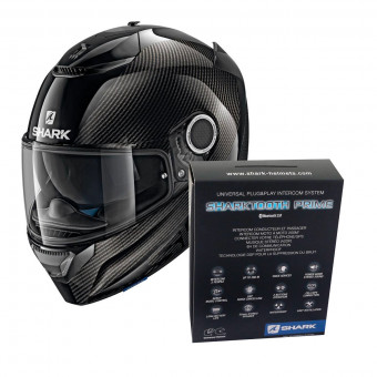 Full Face Shark Spartan Carbon 1.2 Skin DKA + Kit Bluetooth Sharktooth Prime