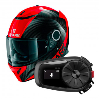 Full Face Shark Spartan Carbon 1.2 Skin DRR + Kit Bluetooth Sena 5S