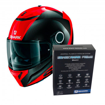 Full Face Shark Spartan Carbon 1.2 Skin DRR + Kit Bluetooth Sharktooth Prime