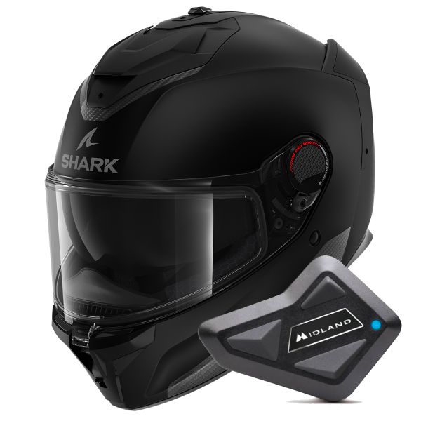 Full Face Shark Spartan GT Pro Blank Mat KMA + Kit Bluetooth BT Mini Full Face Shark Spartan GT Pro Blank Mat KMA + Kit Bluetooth BT Mini