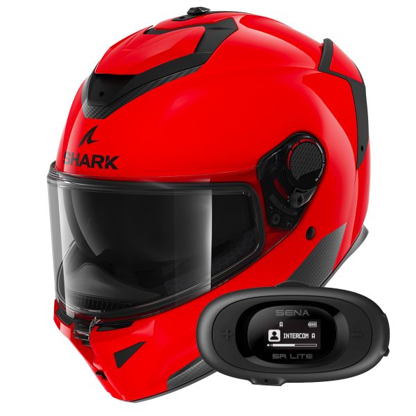 Full Face Shark Spartan GT Pro Blank RED + Kit bluetooth 5R Lite Solo