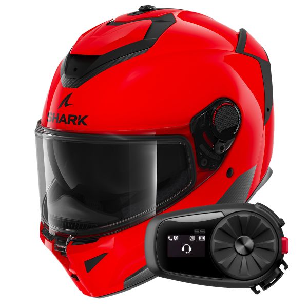 Full Face Shark Spartan GT Pro Blank RED + Kit Bluetooth 5S Solo Full Face Shark Spartan GT Pro Blank RED + Kit Bluetooth 5S Solo