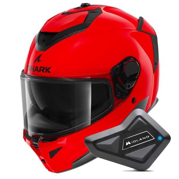 Full Face Shark Spartan GT Pro Blank RED + Kit Bluetooth BT Mini