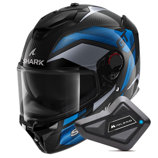Full Face Shark Spartan GT Pro Ritmo Carbon DBU + Kit Bluetooth BT Mini