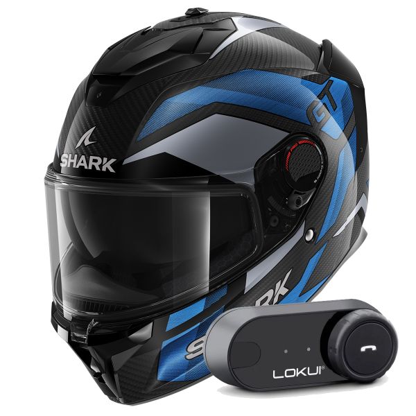 Full Face Shark Spartan GT Pro Ritmo Carbon DBU + Kit Bluetooth Lokui K30