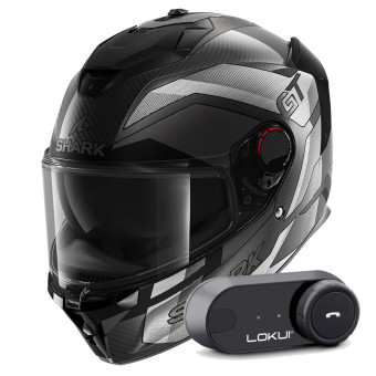 Full Face Shark Spartan GT Pro Ritmo Carbon Mat DSU + Kit Bluetooth Lokui K30