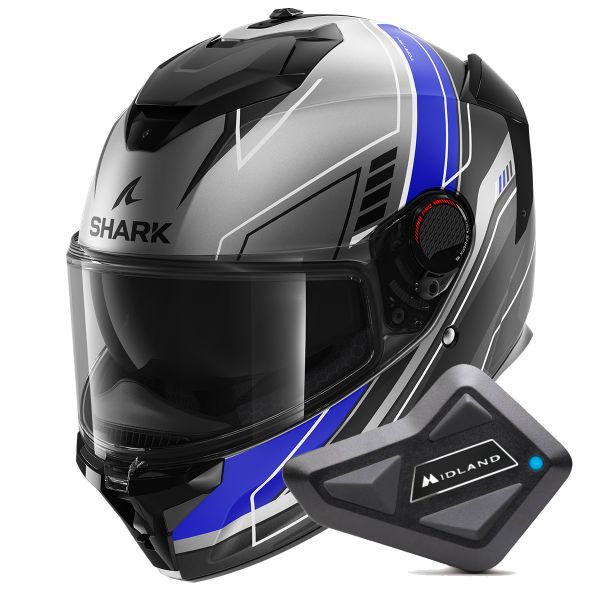 Full Face Shark Spartan GT Pro Toryan Mat ABK + Kit Bluetooth BT Mini