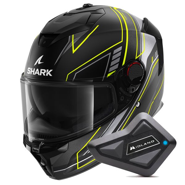 Full Face Shark Spartan GT Pro Toryan Mat KYA + Kit Bluetooth BT Mini