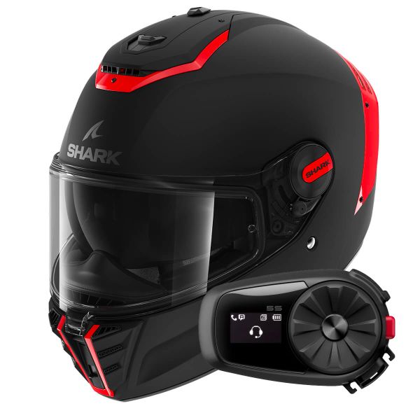 Full Face Shark Spartan RS Blank Mat SP KOK + Kit Bluetooth 5S Solo