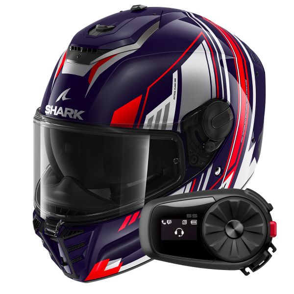 Full Face Shark Spartan RS Byhron BWU + Kit Bluetooth 5S Solo