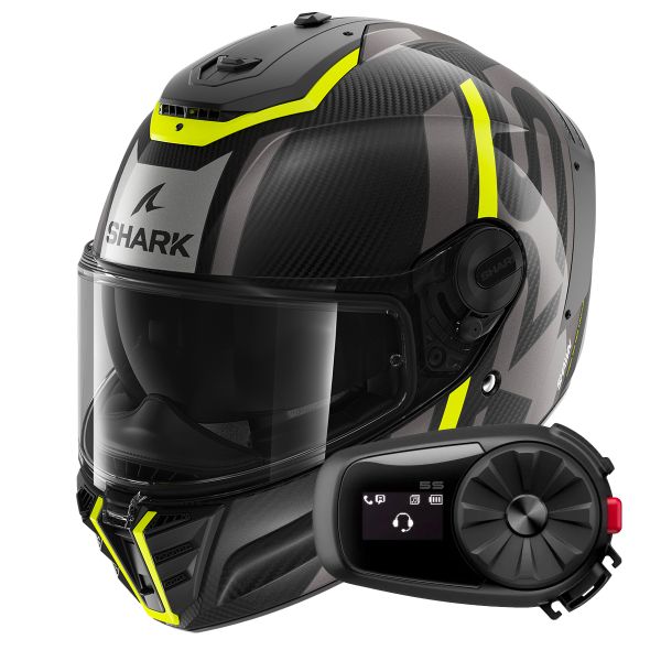 Full Face Shark Spartan RS Carbon Shawn DYA + Kit Bluetooth 5S Solo