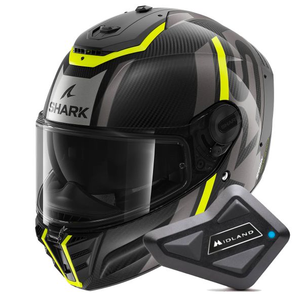 Full Face Shark Spartan RS Carbon Shawn DYA + Kit Bluetooth BT Mini