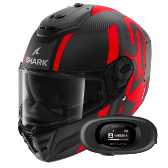 Full Face Shark Spartan RS Carbon Shawn Mat DAR + Kit bluetooth 5R Lite Solo
