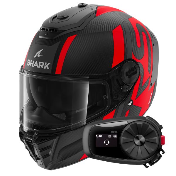 Full Face Shark Spartan RS Carbon Shawn Mat DAR + Kit Bluetooth 5S Solo