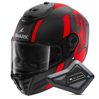 Full Face Shark Spartan RS Carbon Shawn Mat DAR + Kit Bluetooth BT Mini