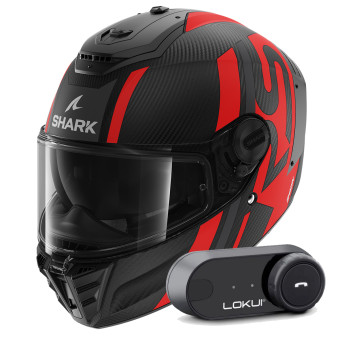 Full Face Shark Spartan RS Carbon Shawn Mat DAR + Kit Bluetooth Lokui K30