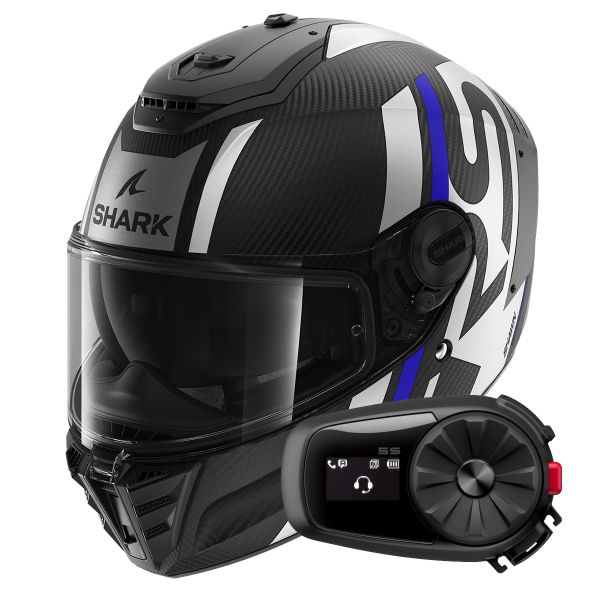 Full Face Shark Spartan RS Carbon Shawn Mat DBS + Kit Bluetooth 5S Solo