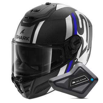 Full Face Shark Spartan RS Carbon Shawn Mat DBS + Kit Bluetooth BT Mini