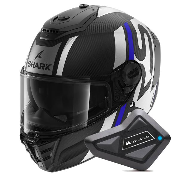 Full Face Shark Spartan RS Carbon Shawn Mat DBS + Kit Bluetooth BT Mini