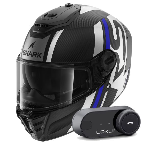 Full Face Shark Spartan RS Carbon Shawn Mat DBS + Kit Bluetooth Lokui K30