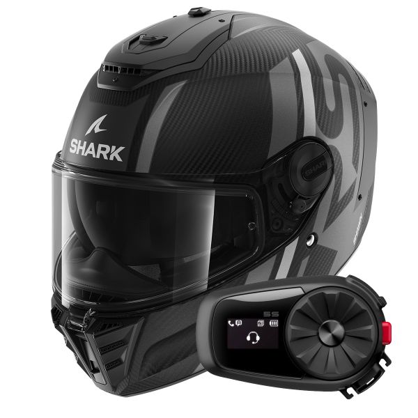 Full Face Shark Spartan RS Carbon Shawn Mat DSA + Kit Bluetooth 5S Solo