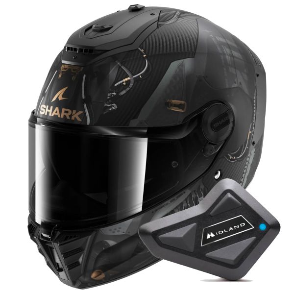 Full Face Shark Spartan RS Carbon Xbot Mat DAC + Kit Bluetooth BT Mini