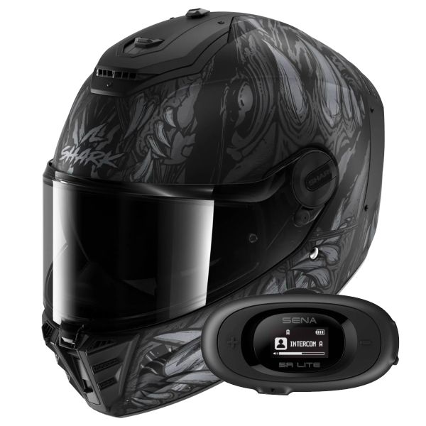 Full Face Shark Spartan RS Shaytan Mat KAA + Kit bluetooth 5R Lite Solo