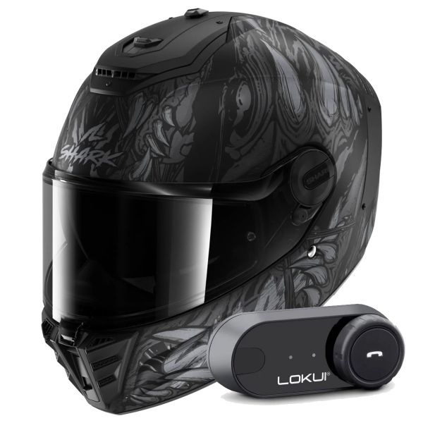 Full Face Shark Spartan RS Shaytan Mat KAA + Kit Bluetooth Lokui K30
