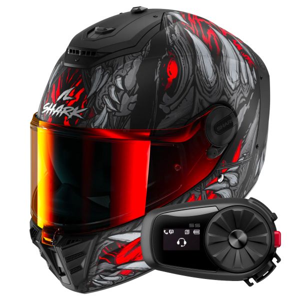 Full Face Shark Spartan RS Shaytan Mat KRA + Kit Bluetooth 5S Solo