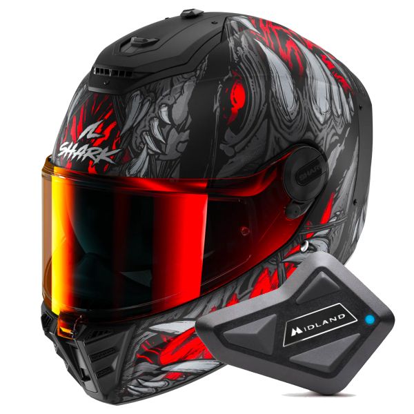 Full Face Shark Spartan RS Shaytan Mat KRA + Kit Bluetooth BT Mini