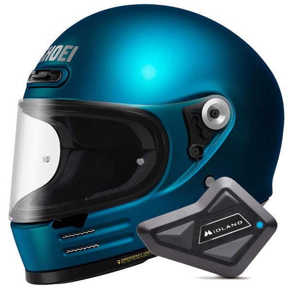 Full Face Shoei Glamster 06 Laguna Blue + BT Mini Bluetooth Kit Full Face Shoei Glamster 06 Laguna Blue + BT Mini Bluetooth Kit