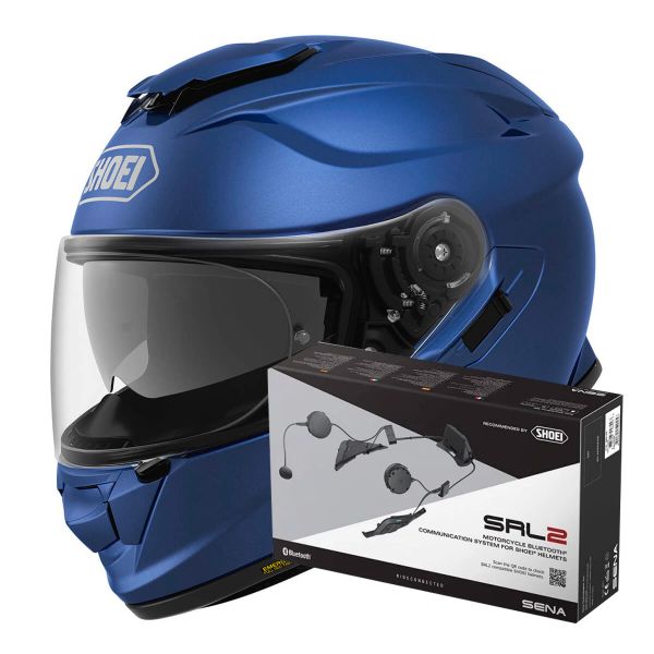 Pack Helmet + Intercom Systems : Shoei GT-AIR 2 Matt Blue + 