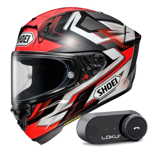 Full Face Shoei X-SPR Pro Escalate TC-1 + Lokui K30 Bluetooth Kit