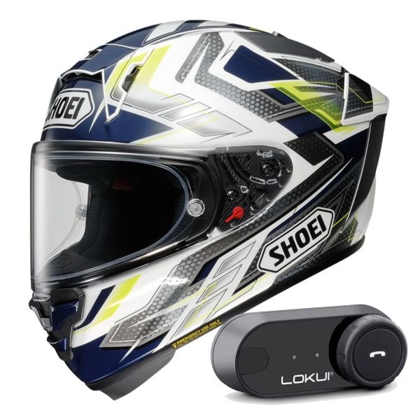 Full Face Shoei X-SPR Pro Escalate TC-2 + Lokui K30 Bluetooth Kit