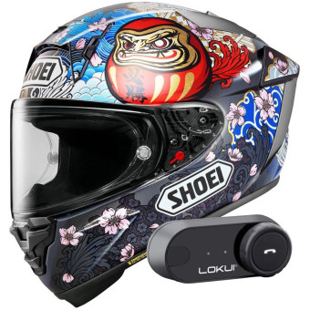 Full Face Shoei X-SPR Pro Marquez Motegi 5 TC-1 + Lokui K30 Bluetooth Kit