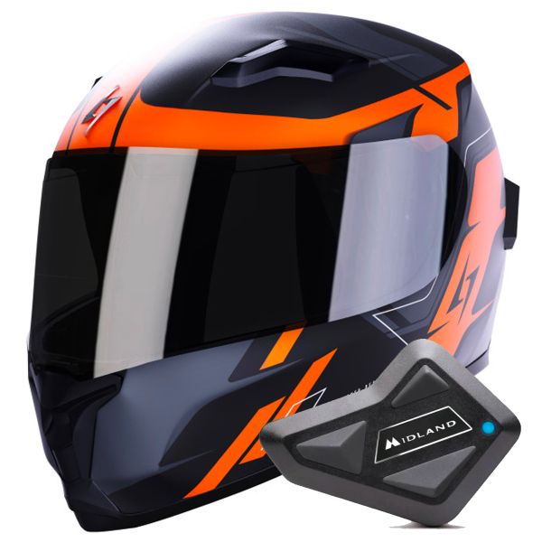 Full Face Stormer Wise Runner Orange Matt + Kit Bluetooth BT Mini