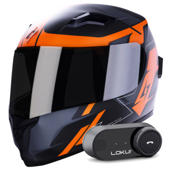 Full Face Stormer Wise Runner Orange Matt + Kit Bluetooth Lokui K30