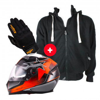 Full Face Torx Clint Pilot Black Orange Fluo + Patriot Noir + Jet D3O Black Orange