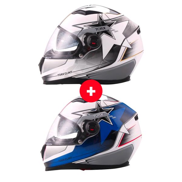 Full Face Torx Clint Pilot White Blue + Clint Pilot White Black