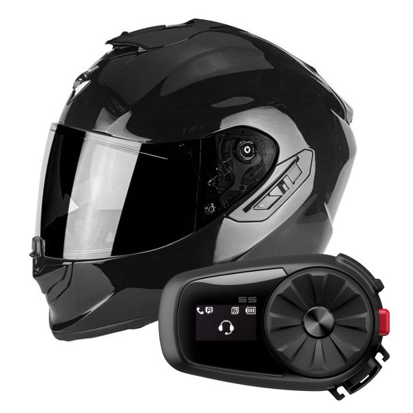 Pack Helmet + Systems Scorpion Exo 1400 Air Black + Kit